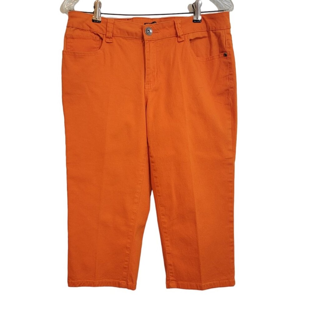 Baccini Pants Colorful Orange Sz 10 Women’s Embellished Cropped‎ Capri Pants